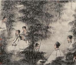 傅抱石 1943年作 七贤图 立轴