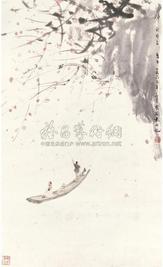 傅抱石 1963年作 泛舟图 立轴