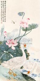 陆抑非 1985年作 荷塘野趣 立轴