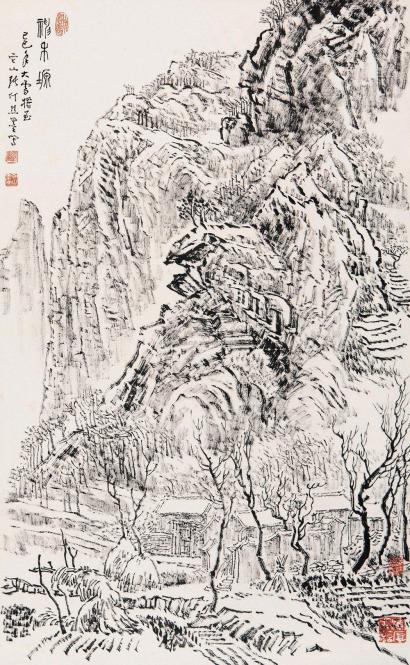 张仃 己巳（1989年）作 神木塬 立轴