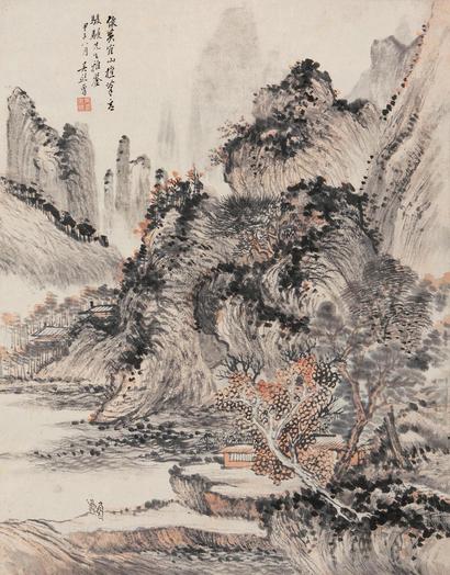 吴熙曾 甲子(1924年)作 仿王蒙山水 立轴