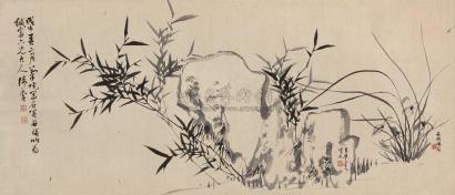 朱龄 胡之森 戊申（1848年）作 竹 镜心