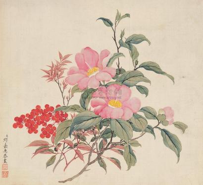 缪嘉惠 秋花图 立轴