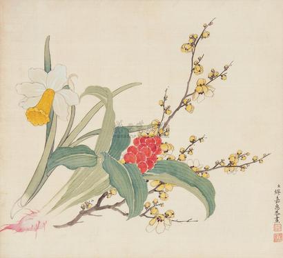 缪嘉惠 花卉 立轴