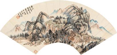 王原祁 （款） 壬午（1702年）作 青绿山水 扇面