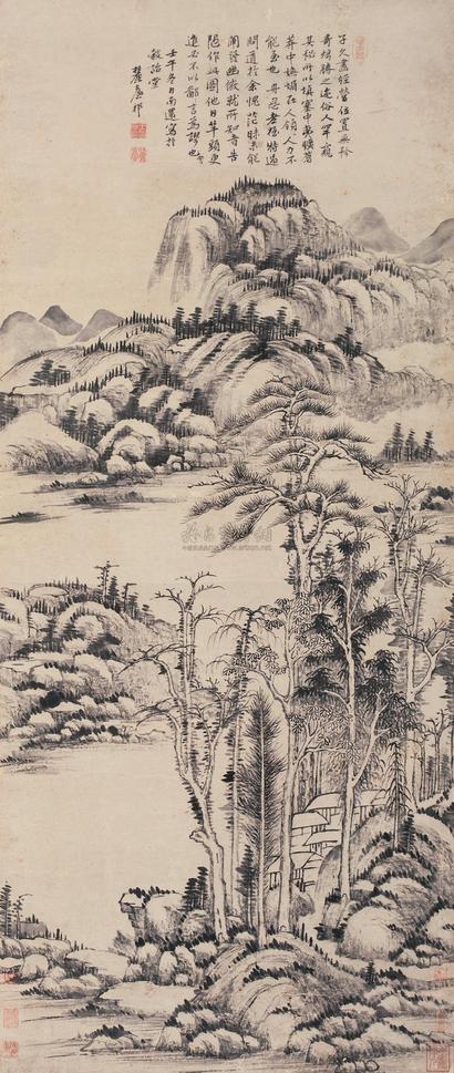 王原祁 （款） 壬午（1702年）作 雨洗秋山图 立轴