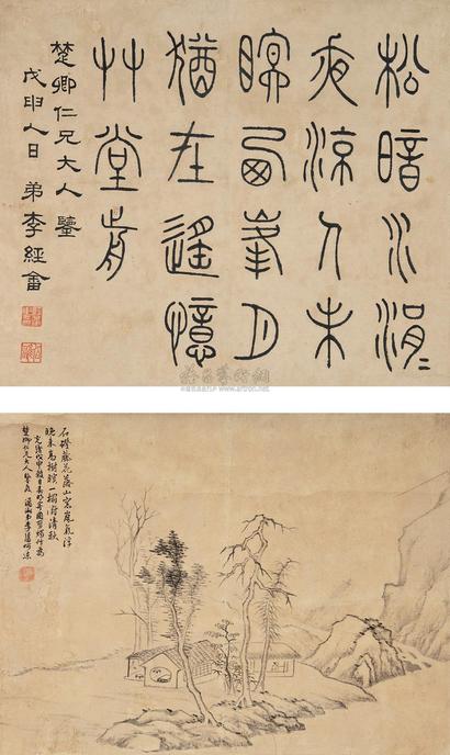 李经畬 戊申（1908年）作 山水 篆书 立轴