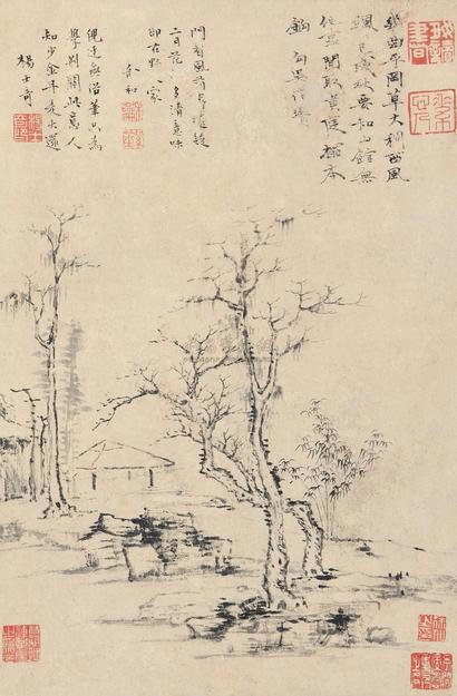 倪瓒 （款） 平林清远图 立轴