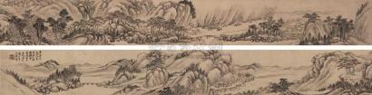 高岑 庚子（1660年）作 万木秋山图卷 手卷