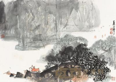 秦岭云 清江帆影 镜心 50×69cm