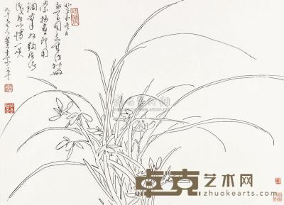 董寿平 1993年作 双勾兰花 镜心 49×69cm