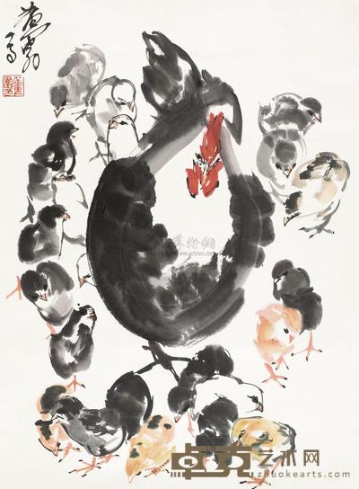 黄胄 乐育图 镜心 69×51cm