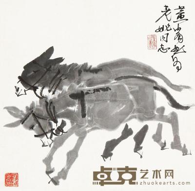 黄胄 双驴图 镜心 45×45cm