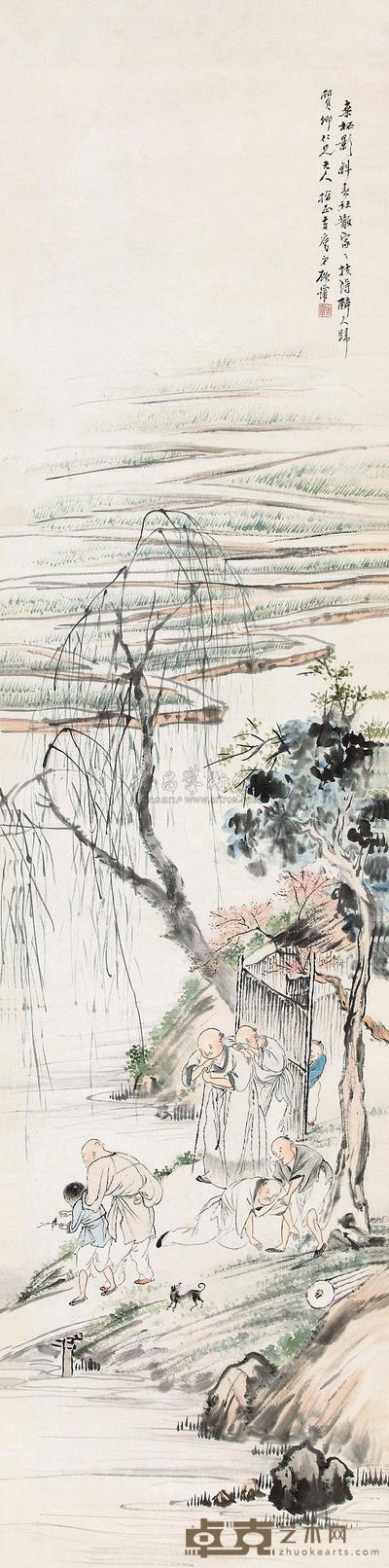 顾让 唐人诗意图 立轴 138.5×34.5cm
