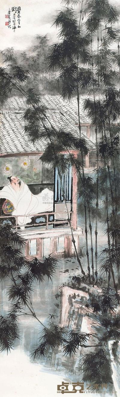 刘旦宅 1986年作 竹荫贤士 立轴 137×42cm