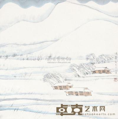 张仁芝 1987年作 雪景山水 镜心 67×67cm
