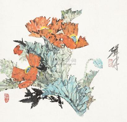 裘缉木 花卉 镜心