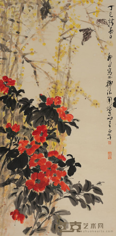 陆抑非 茶花 136×68