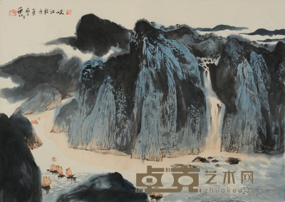 华拓 峡江轻舟图 59×84