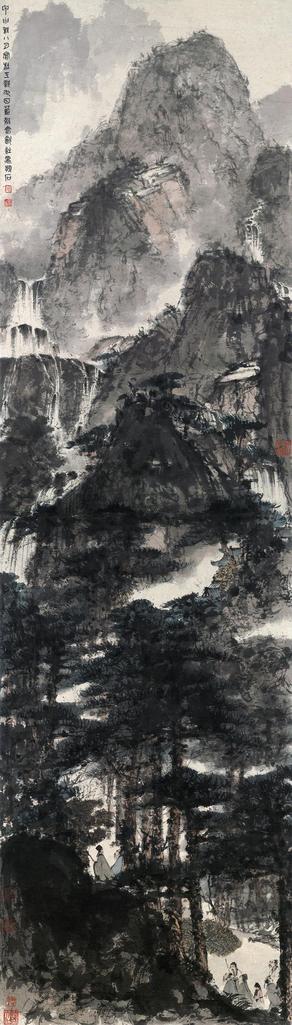 傅抱石 1944年作 杜甫九日蓝耕会饮诗意图 立轴