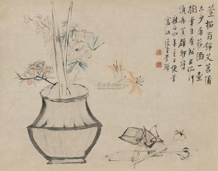 李鱓 1726年作 花卉 立轴