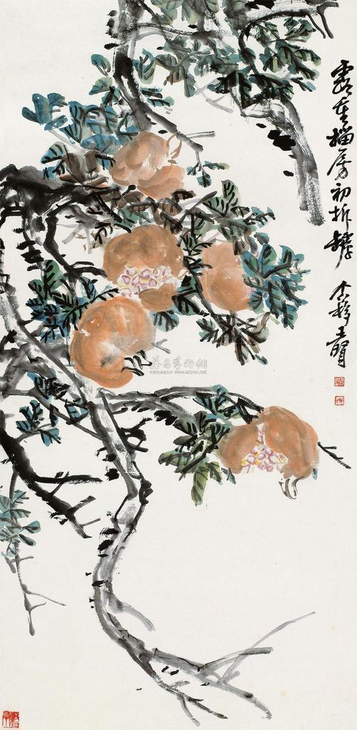 王个簃 石榴 立轴