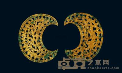 螭龙纹镂空铜鎏金饰 （1对） 宽10.3cm