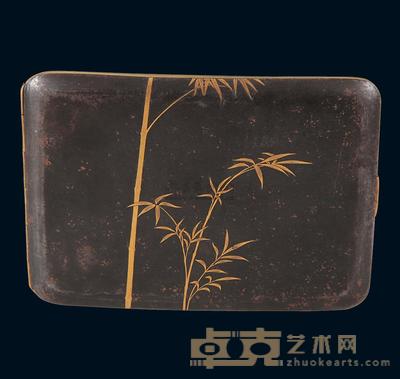 日本明治错金象形款识竹林飞鸟图案银烟盒 12.1×8.6cm