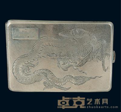 民国金龙款双面工龙纹图案银烟盒 11.1×7.6cm