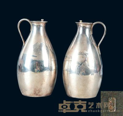 日本“佐井制”款银酒壶 (1对) 高14.3cm