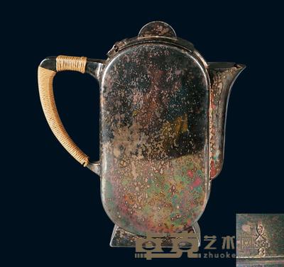 民国英文及人形款银茶壶 高19cm