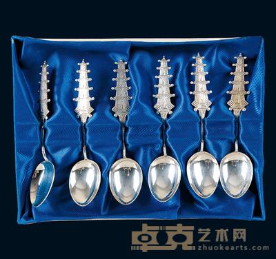 清末民初宝塔银勺 (六枚全套) 10cm/每把