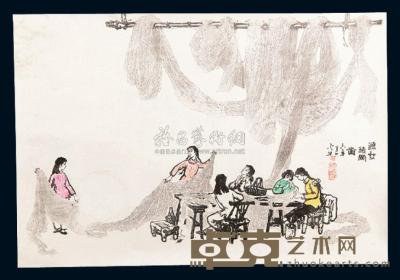 吴光华 1967年作 吴光华《渔女织网图》 （一幅） 38×56cm