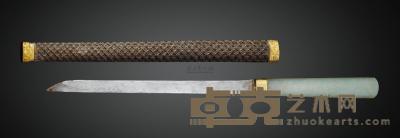 18/19世纪 A JADE-HANDLED KNIFE WITH WOOD SCABBARD 长31.5cm