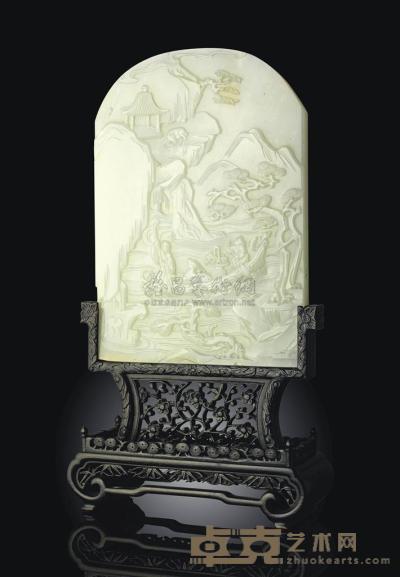 18世纪 A WHITE JADE TABLE SCREEN 高25.5cm
