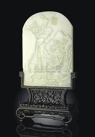 18世纪 A WHITE JADE TABLE SCREEN