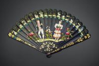 A RARE CANTON PAINTED AND LACQUERED BRISé FAN