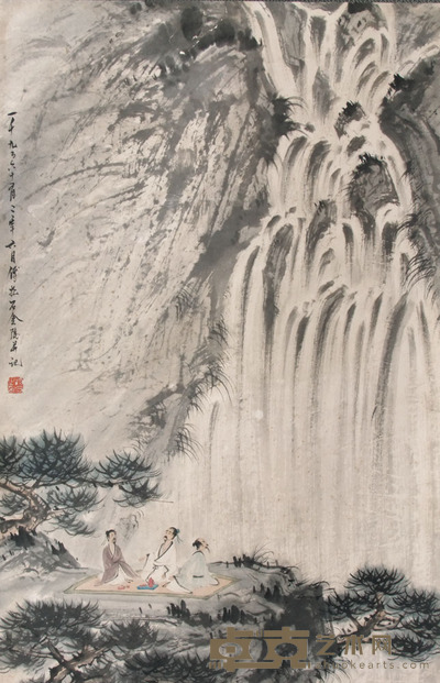 傅抱石 山水人物 66×43cm