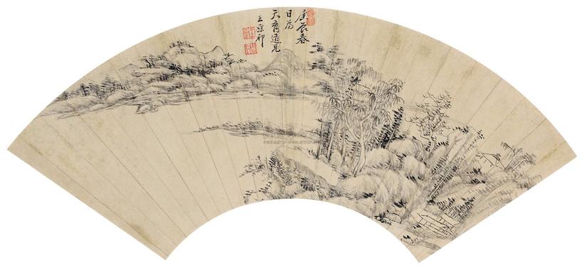 王原祁 1700年作 山水 扇面