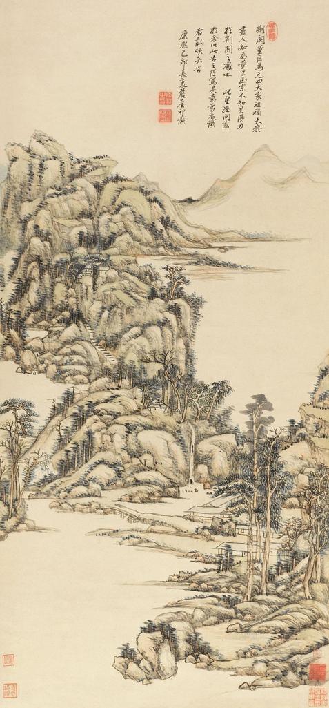 王原祁 1699年作 仿大痴山水 立轴
