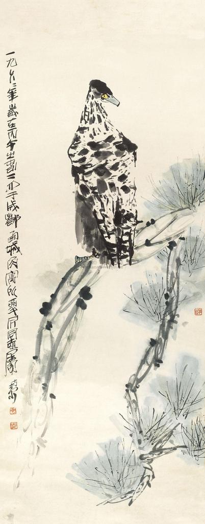 陈子庄 1966年作 松鹰图 立轴