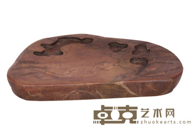 清 红丝（松鹤纹）砚 21×12cm