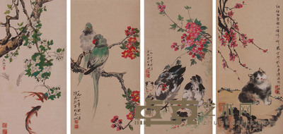 陈咸熙《花鸟》四条屏 34×67.5cm×4