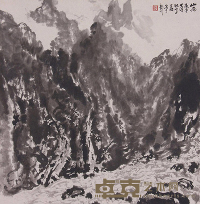 谭学楷《山雨》 立轴 67×65cm