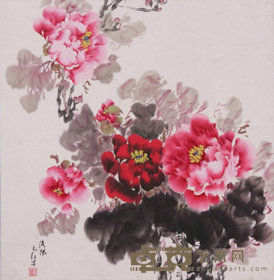 刘元江《牡丹图》片 67×66cm