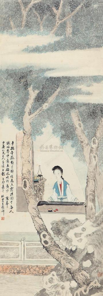 吴榖祥 辛卯（1891年）作 桂香琴韵图 立轴