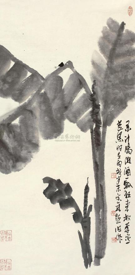 姜宝林 丙戌（2006年）作 芭蕉 镜心