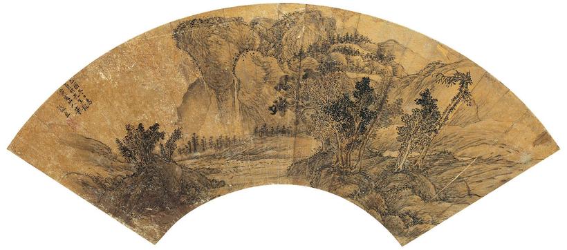 张宏 乙酉（1645年）作 雨后溪山 扇面