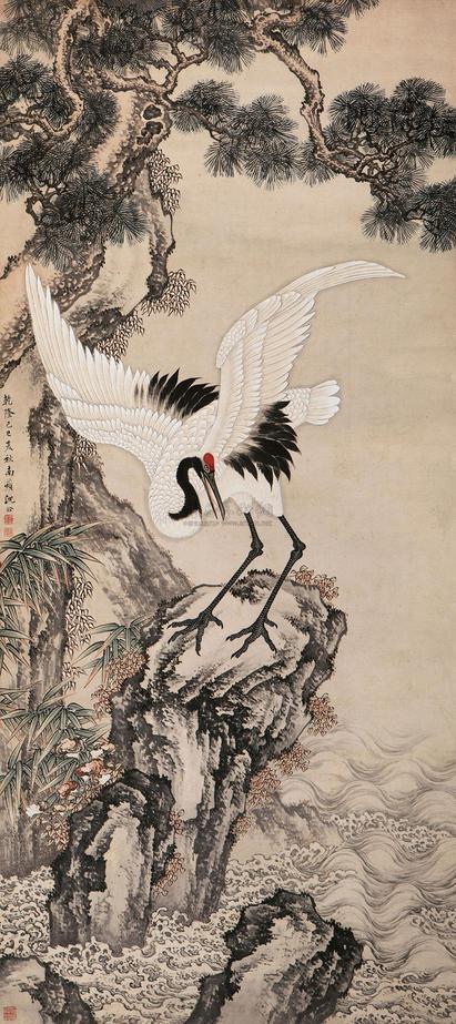沈铨 （款） 己巳（1749年）作 松鹤延年 立轴