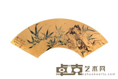 吴湖帆 竹扇面镜框 17×52